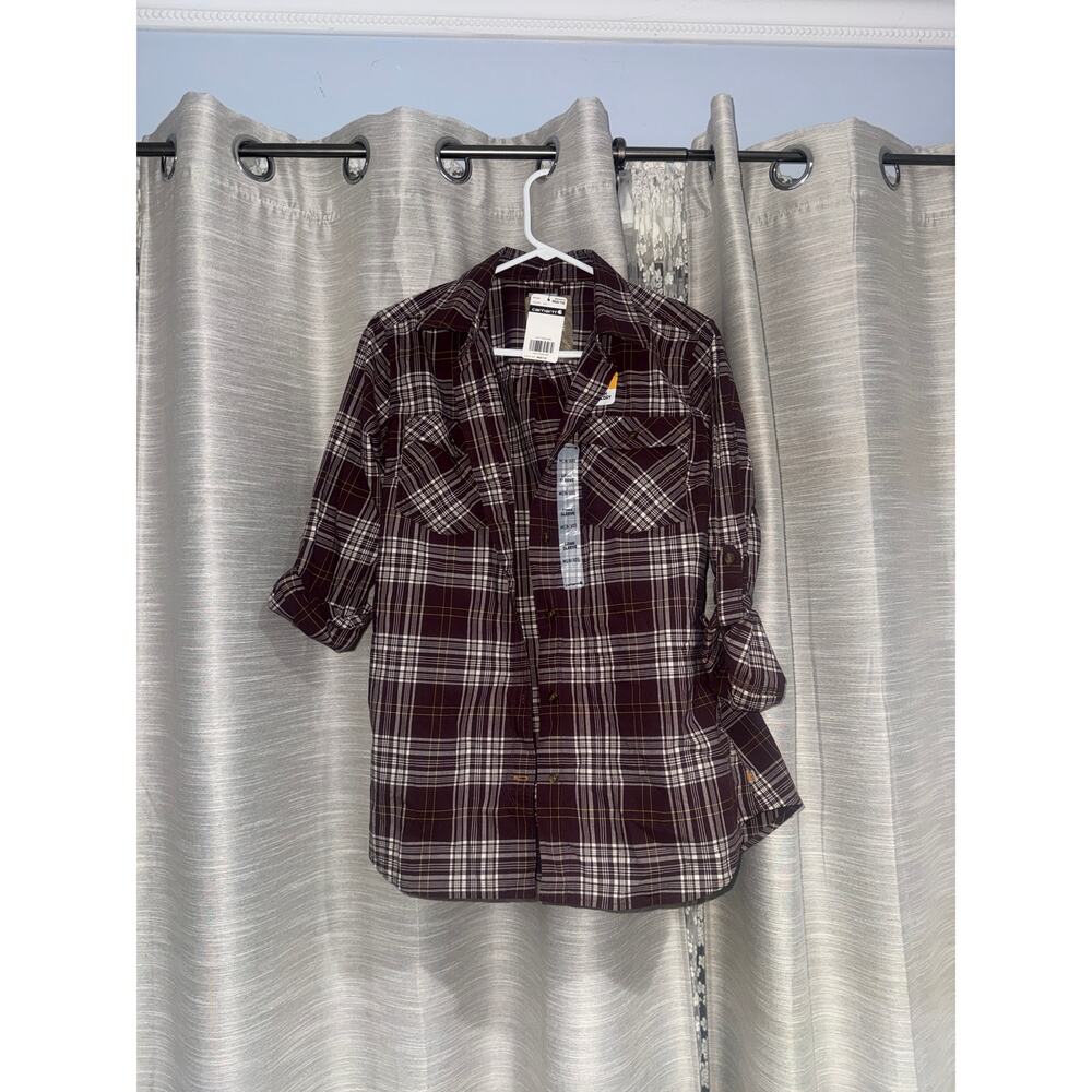 Carhartt women's plaid button-up casual shirt medium - NEW